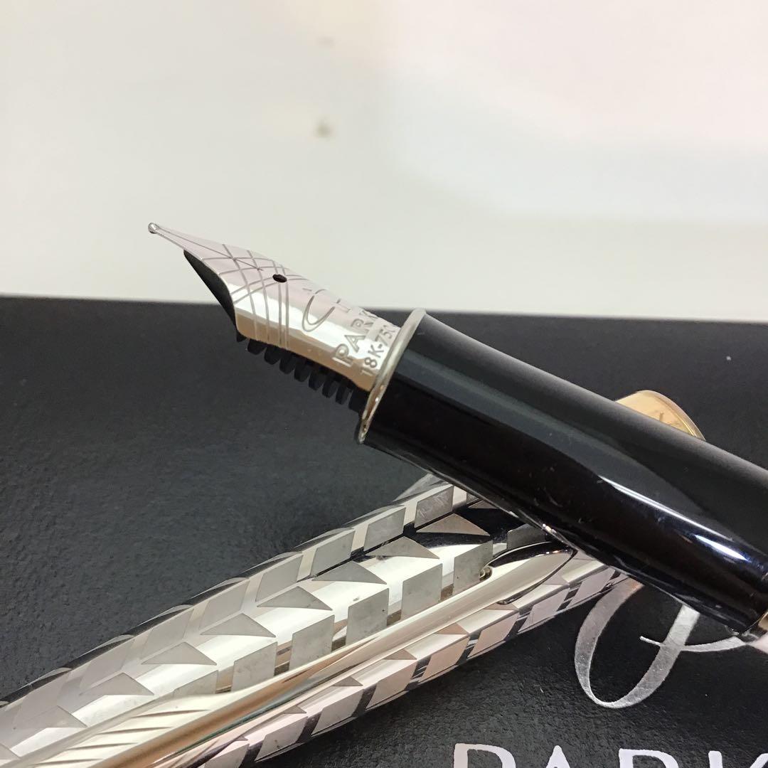 【美品】パーカーParker 万年筆 ソネットメタル＆パールCT 18K (F)