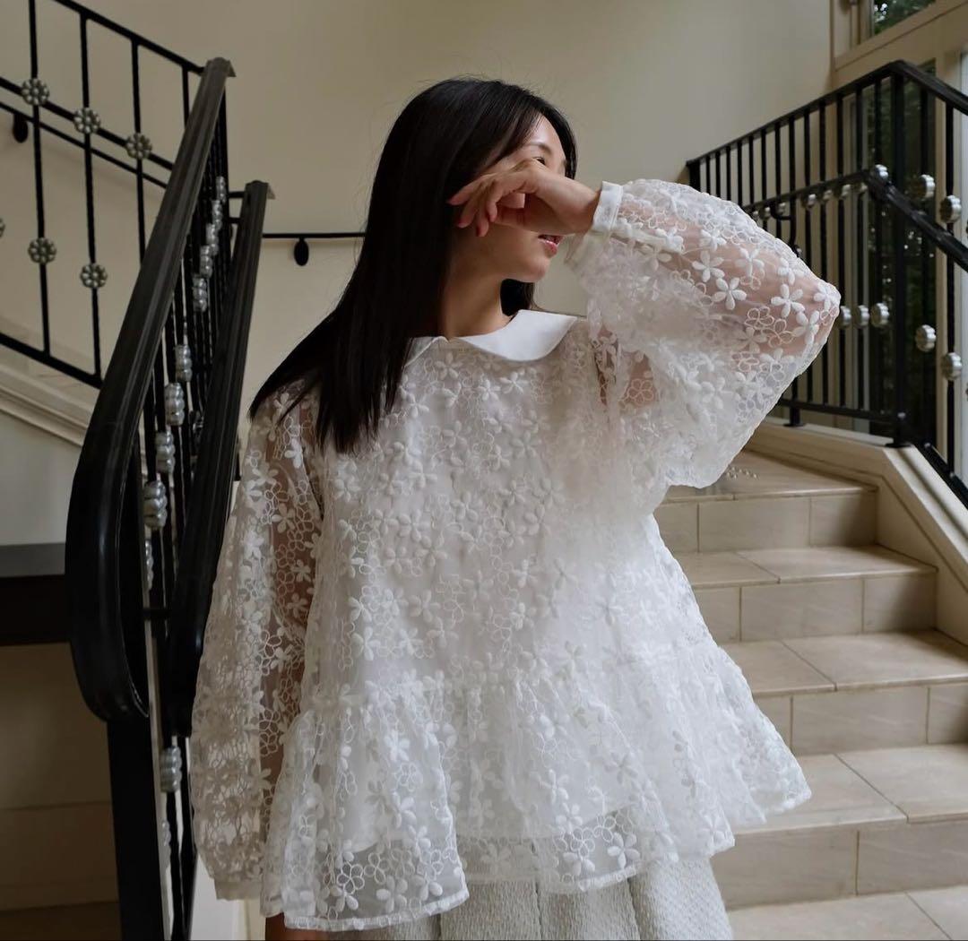 unminou フラワーレースカラーブラウス　アンミヌ　完売品