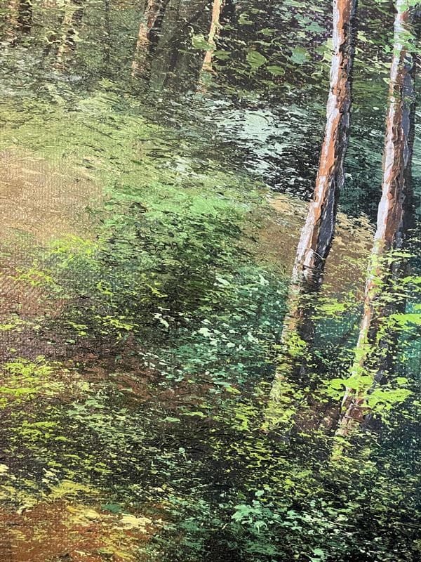 「真作」川田順『渓流(奥入瀬)』風景画　油彩画　額装　サイン有り　F10号