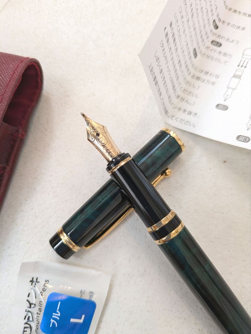 パイロット万年筆グランセ　マーブルグリーン廃盤　PILOT　14K 14金