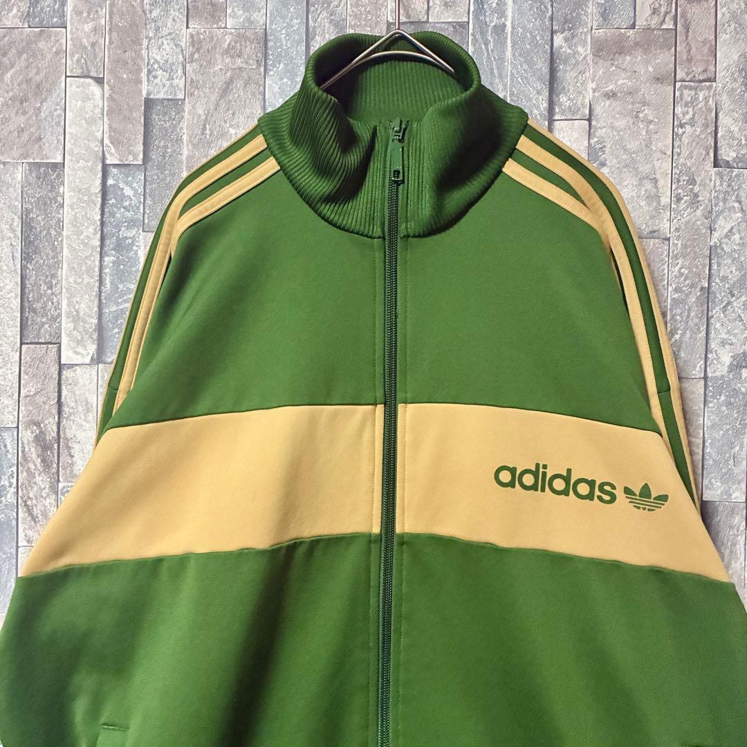 00s adidas アディダス トラックジャケット ジャージ 緑ベージュ M