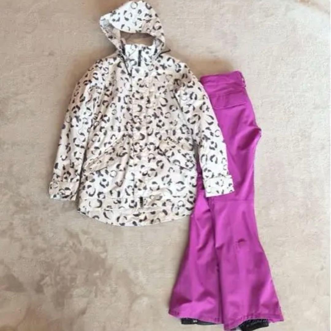 Burtonスノボウェア 上下セット Mサイズ DRYRIDE レオパード 紫