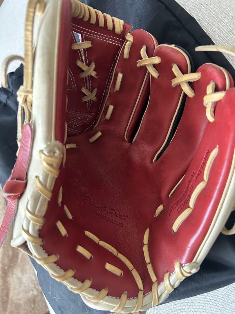 ZETT プロステイタス 軟式グローブ 赤/白/黒