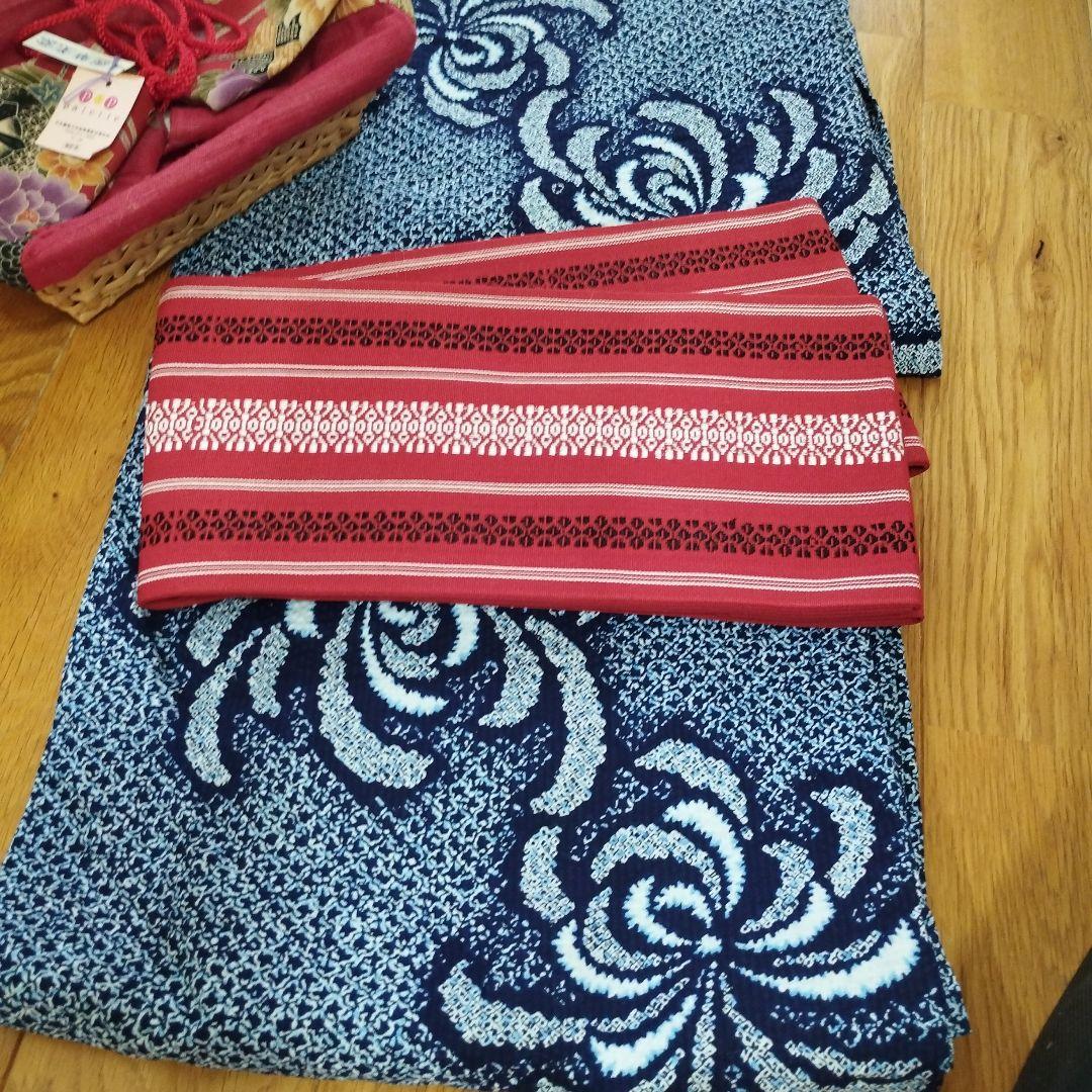 浴衣セット　新品博多帯　新品下駄　新品　カゴ巾着バッグ　特別価格