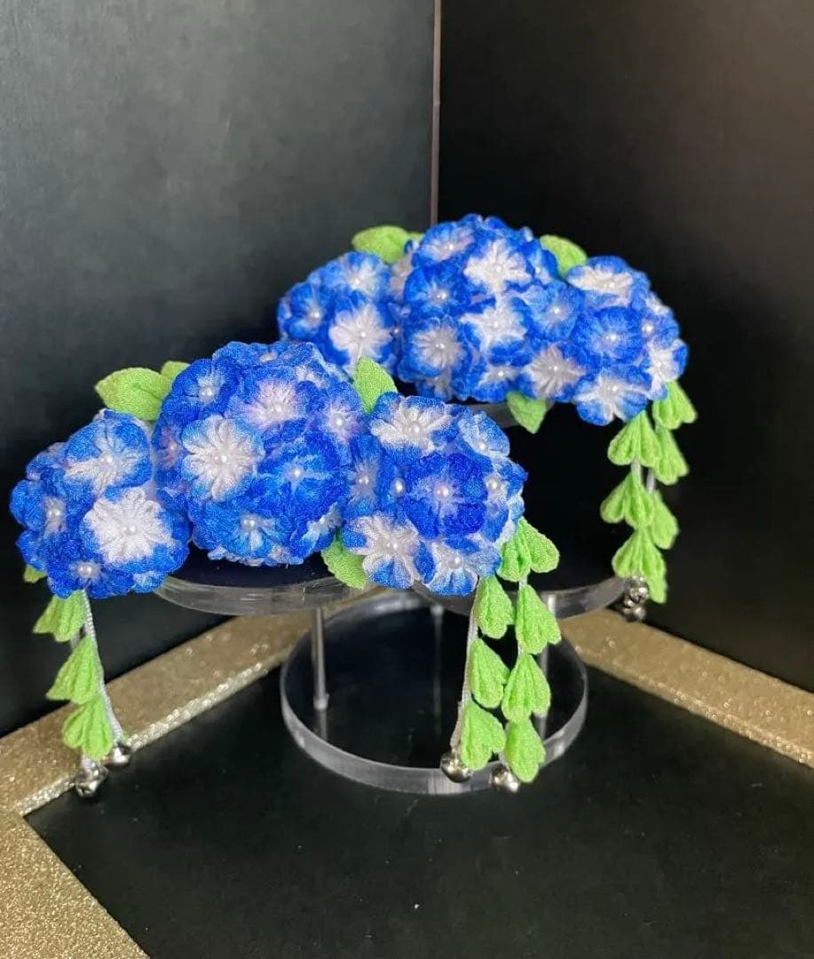 YUN　犬用髪飾りバレッタ　つまみ細工