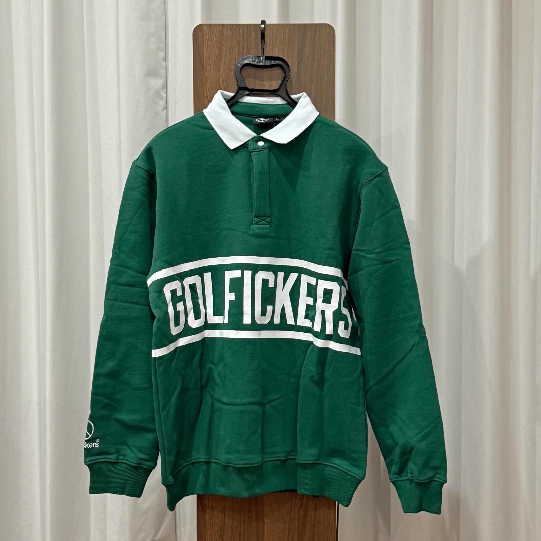 【新品・未使用】GOLFICKERS グリーン 長袖ポロシャツ Lサイズ