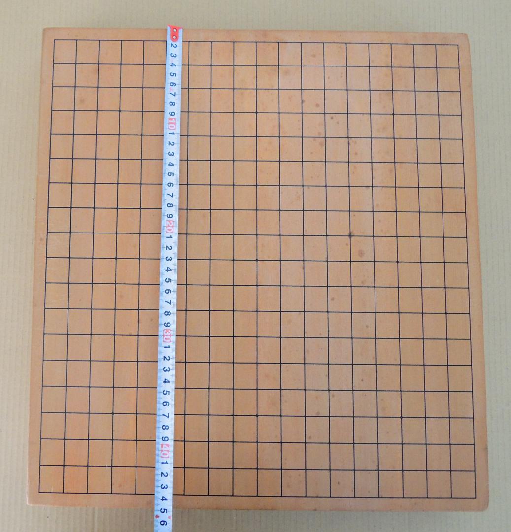 囲碁盤(天然木・漆線引) 3枚継 碁石付き