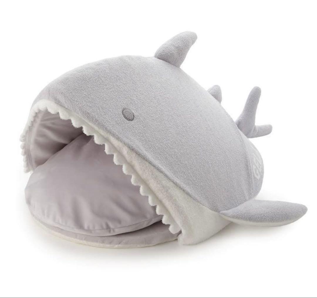 新品未使用　ジェラートピケ　犬猫用ペットハウス　ペットベッド　サメ