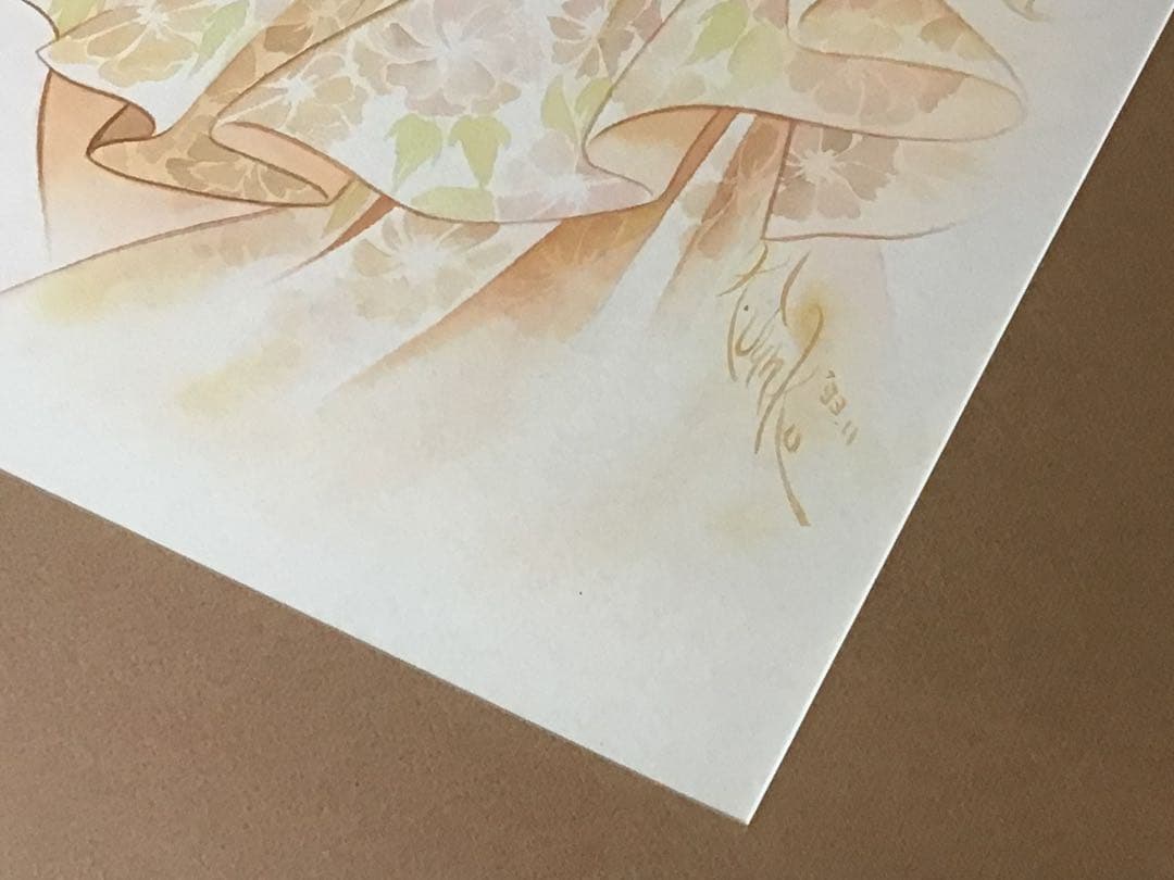 ◉真作保証 久下じゅんこ 水彩10号 原画『陽影の舞姫』1点物 サイン額装つき