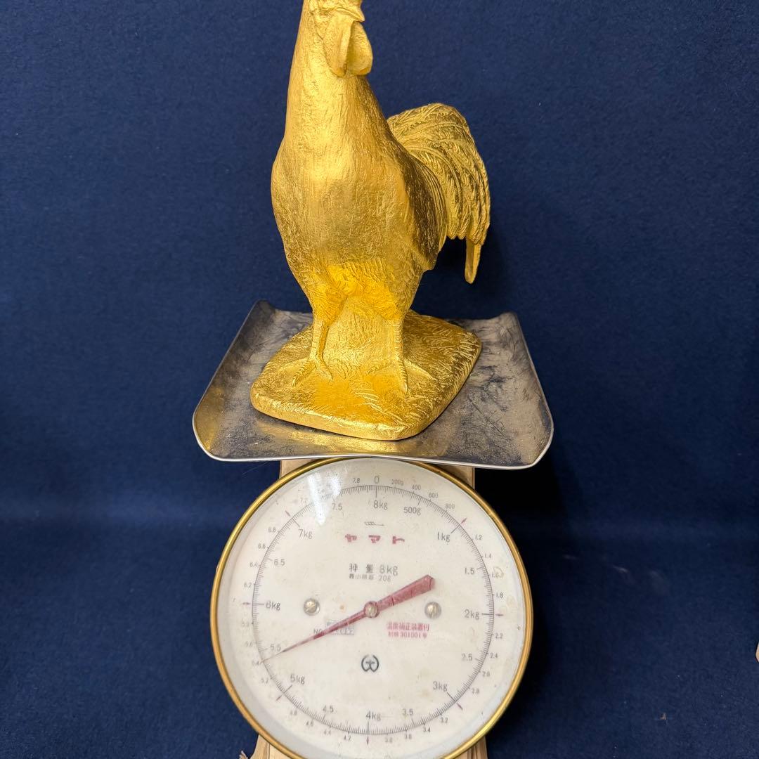 富永直樹 御神鶏 ブロンズ 本金箔仕上 置物 オブジェ 共箱 木箱