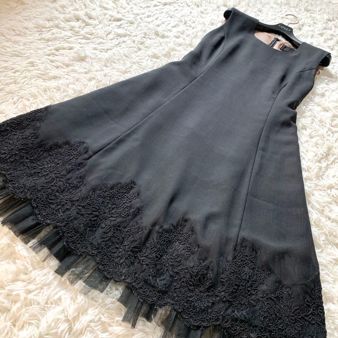 極美品✨高級 定価20万 フォクシー レース チュール ワンピース サマーウール
