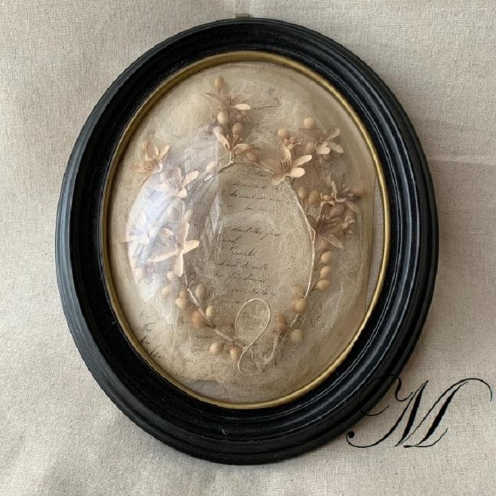 フランスアンティーク　ナポレオン3世様式　オーバル　花冠　ドーム額縁