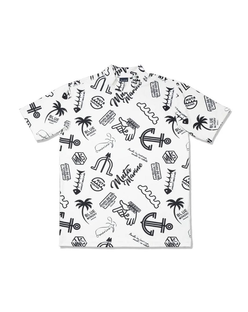 ランダムロゴ モックネックシャツ [全3色] MGMK-446318-WHBK