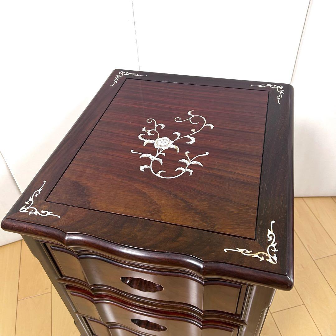 猫脚　螺鈿細工　薔薇柄　唐木　マホガニー　象嵌　古家具　英国　中国　貝殻細工