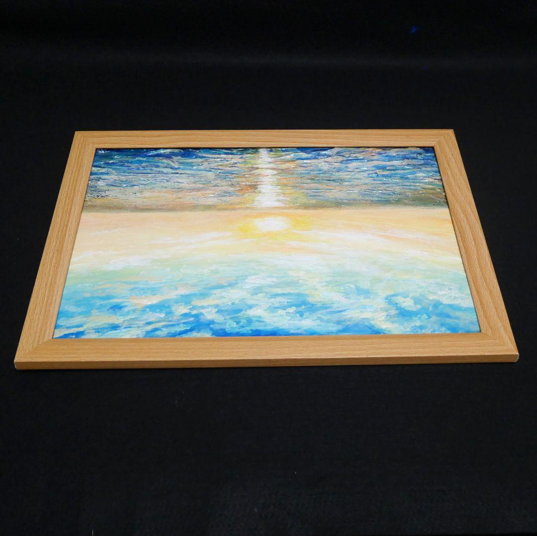 油絵 油彩 油彩画 絵 絵画【癒しの朝焼けの海】