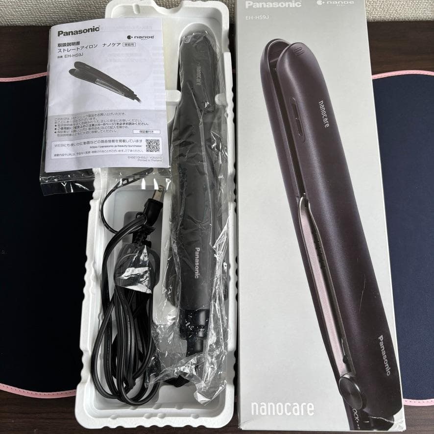 【美品・動作済】パナソニック ストレートアイロン ナノケア 黒 EH-HS9J