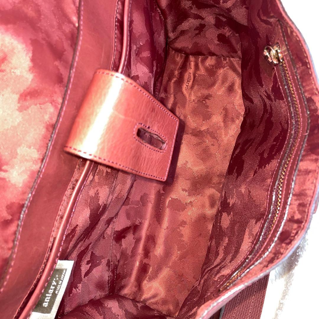 美品 アニアリ 2wayショルダーバッグ レザー ブラウン ターンロック 大きめ