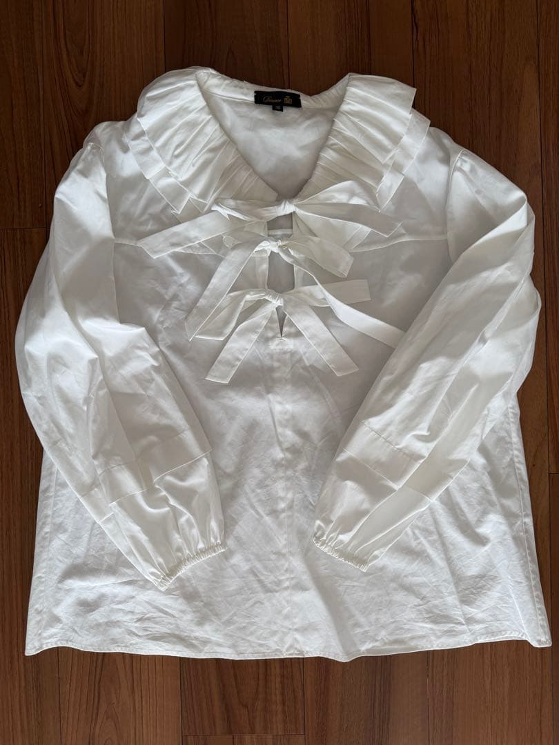 Drawer 24SS フリルリボンブラウス ホワイト 36サイズ