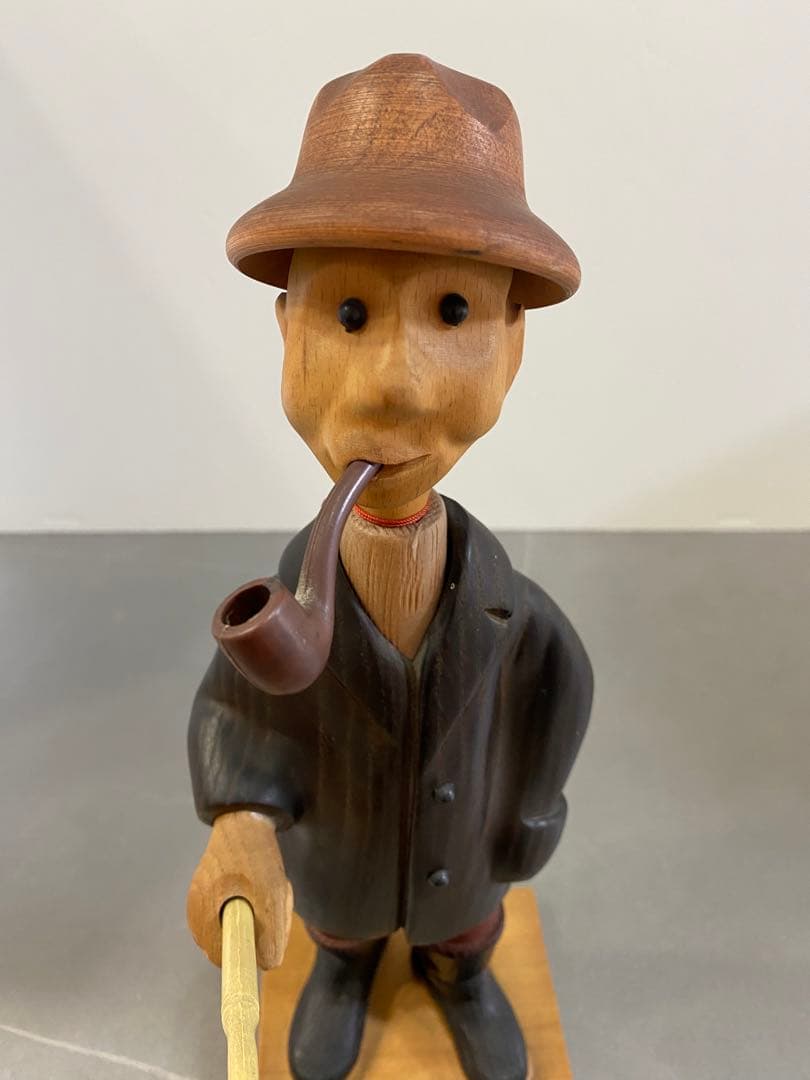 【コンタック】 ROMER イタリア製 ヴィンテージ 木彫り人形 釣り人