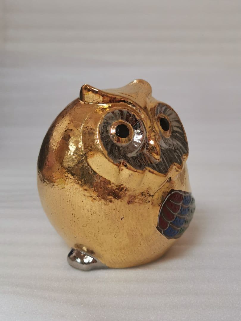 九谷焼 3.2号 梟 ふくろう 金 縁起物 風水 置物 日本製 伝統工芸