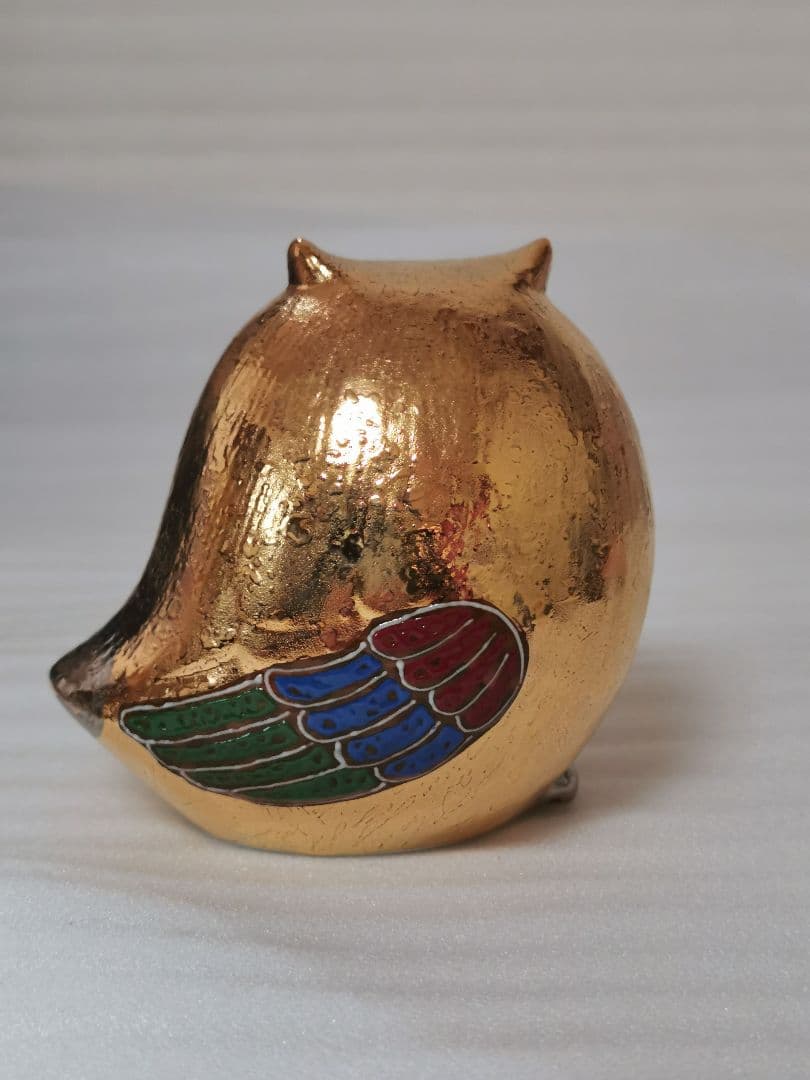 九谷焼 3.2号 梟 ふくろう 金 縁起物 風水 置物 日本製 伝統工芸