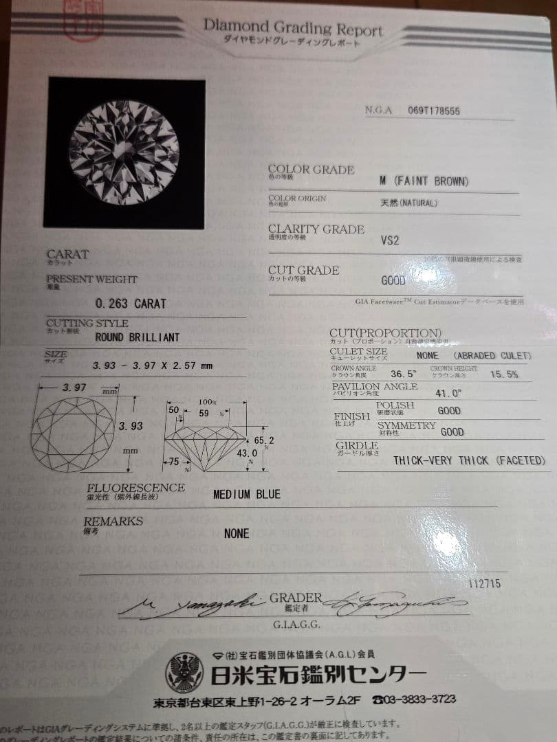 〈交渉中〉0.263カラット ダイヤモンドピアス(片耳用)