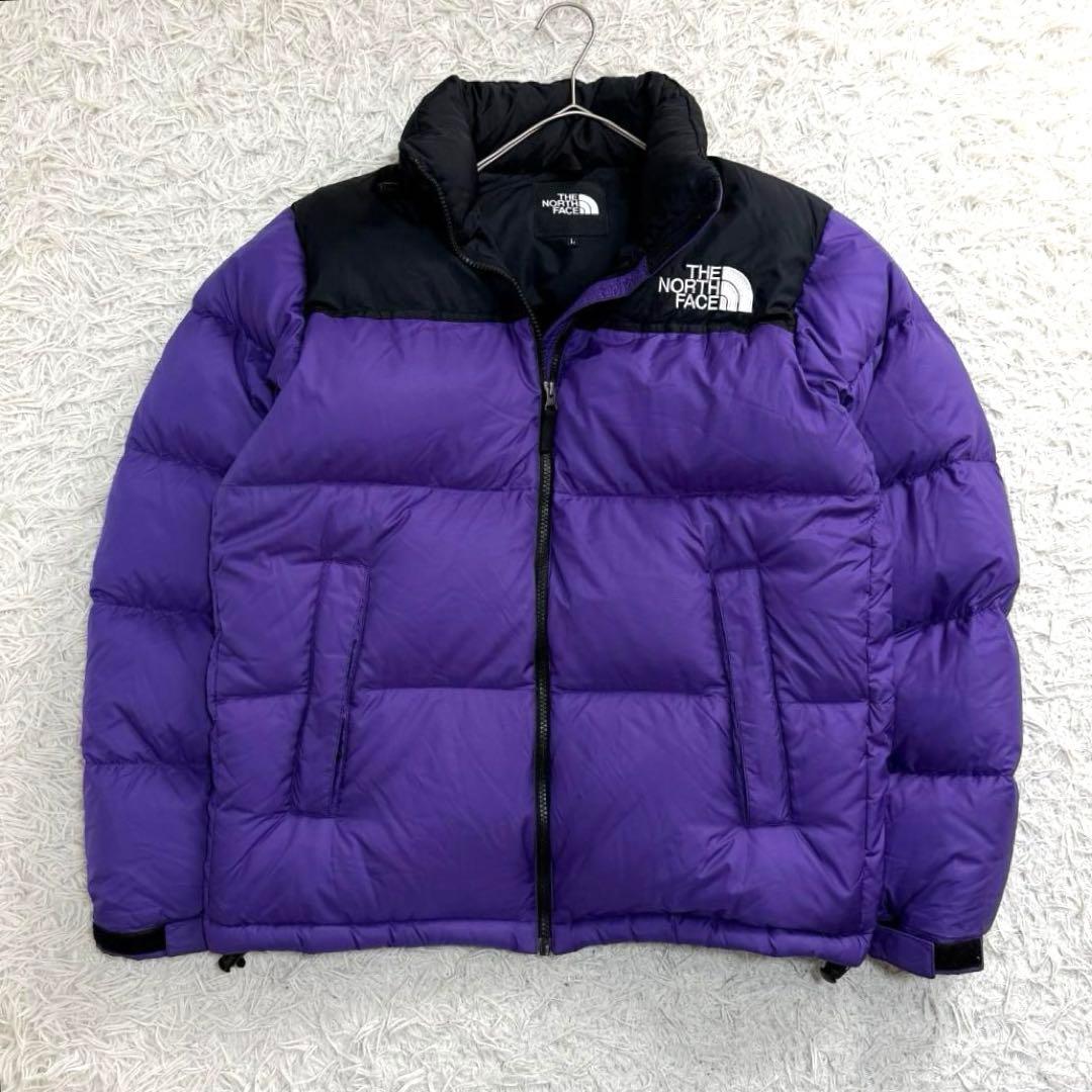17073✨ノースフェイス L ロゴ刺繍 ヌプシ ダウンジャケット パープル