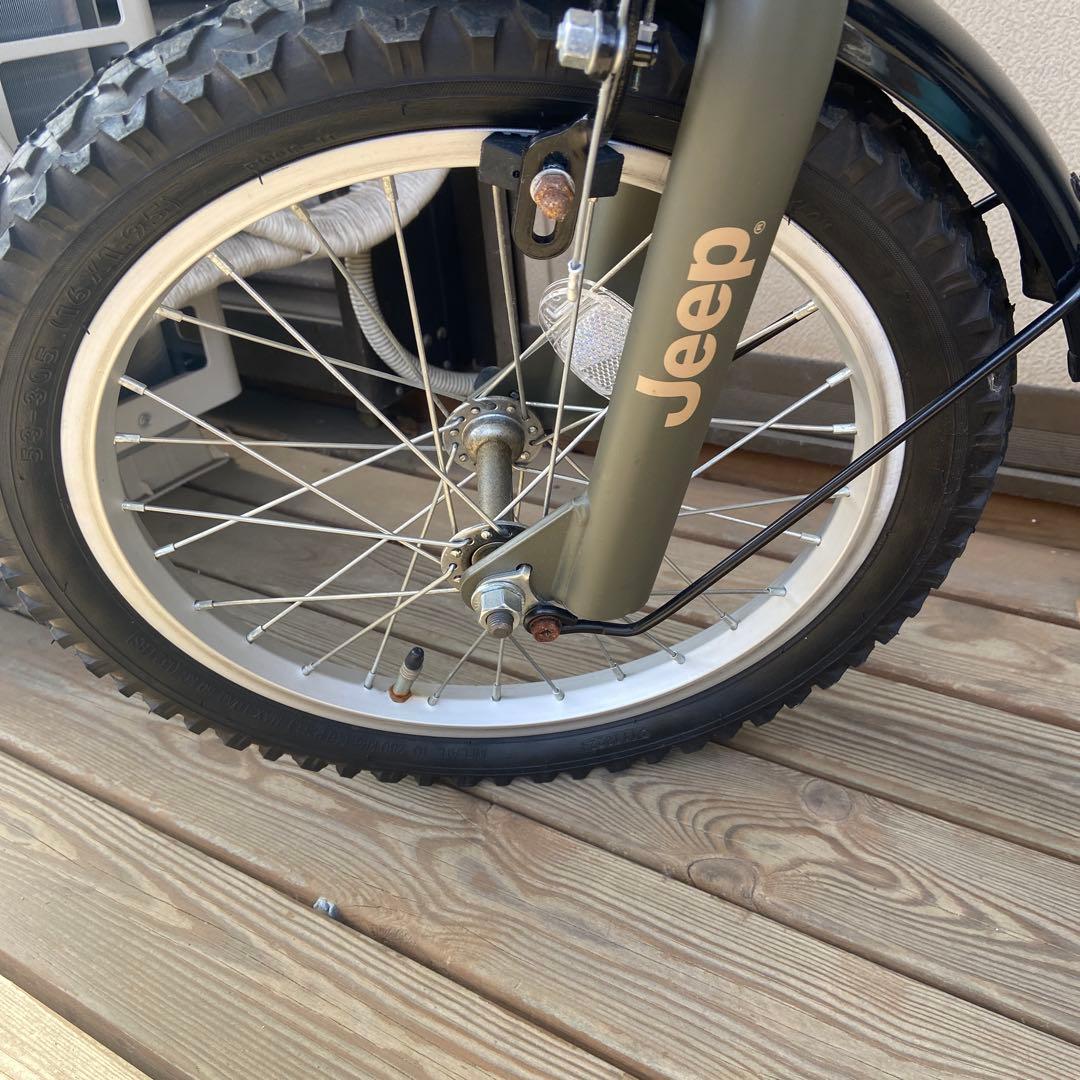 Jeep キッズバイク 16インチ オリーブグリーン 前カゴ付き