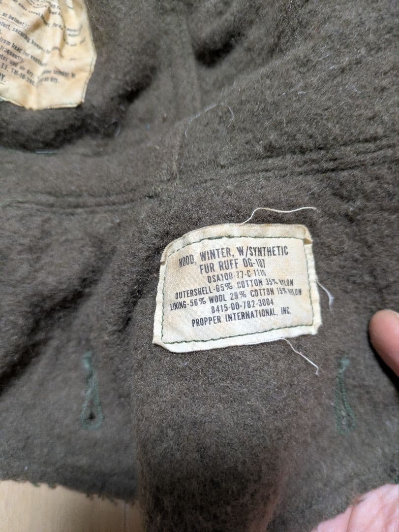 実物 米軍　M-65 モッズコ－ト フィッシュテールパーカー　XS　フード付き