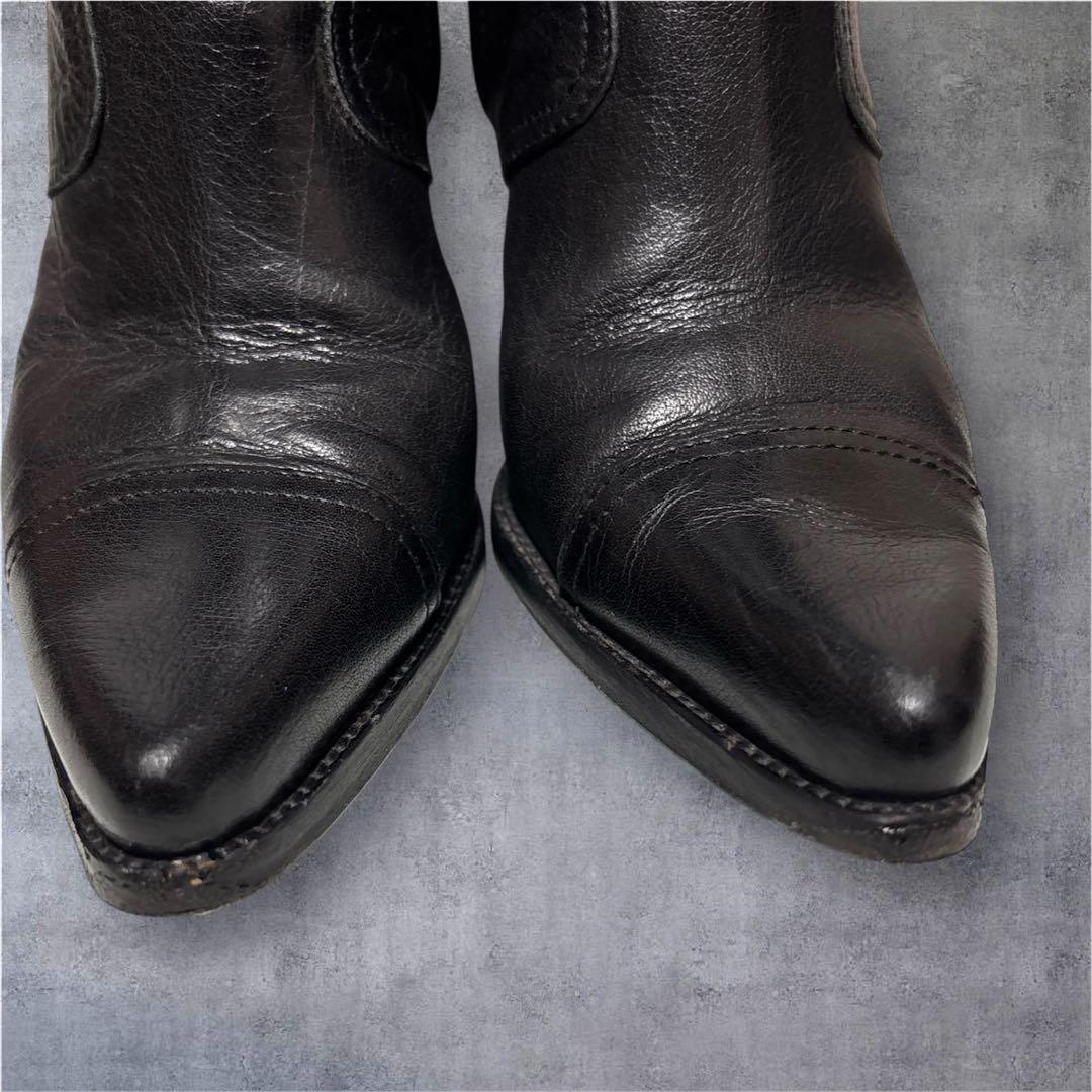 希少サイズ❣️23.5MIU MIU ロングブーツ 黒 本革 美脚ライン✨