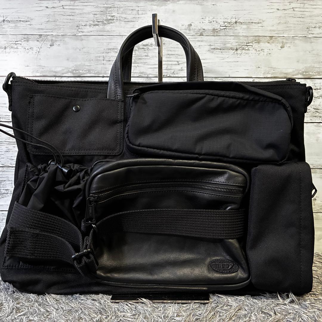 【極美品】DIESEL ディーゼル 2WAYブリーフケース 黒 PC可 レザー