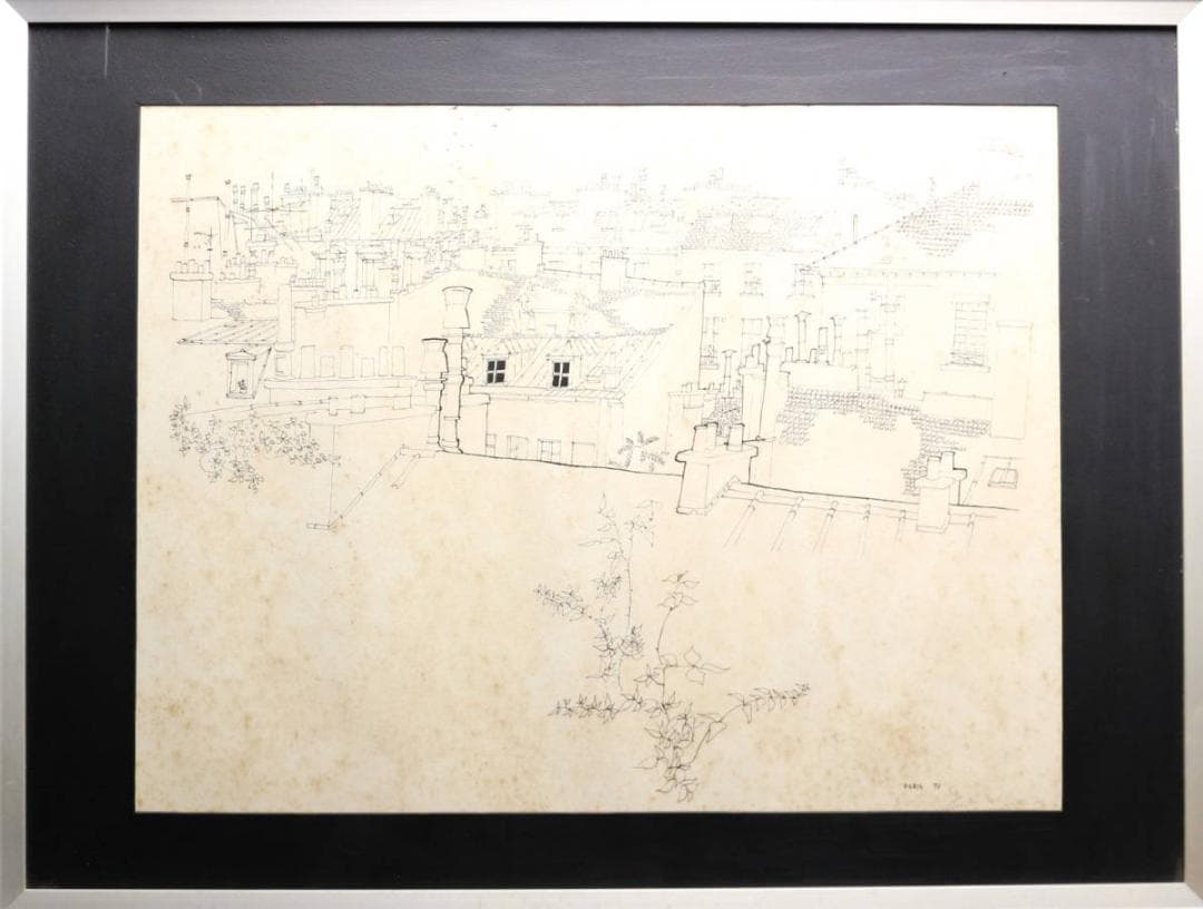 『PARIS』作者不詳 リトグラフ 石版画 直筆サイン パリの風景 ヴィンテージ