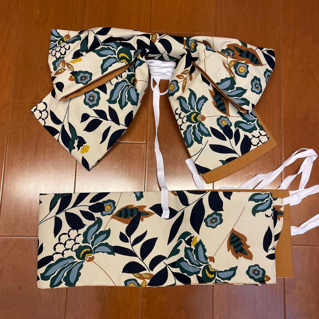 浴衣　二部式　作り帯ち付き　デニム　ネイビー　L〜LL