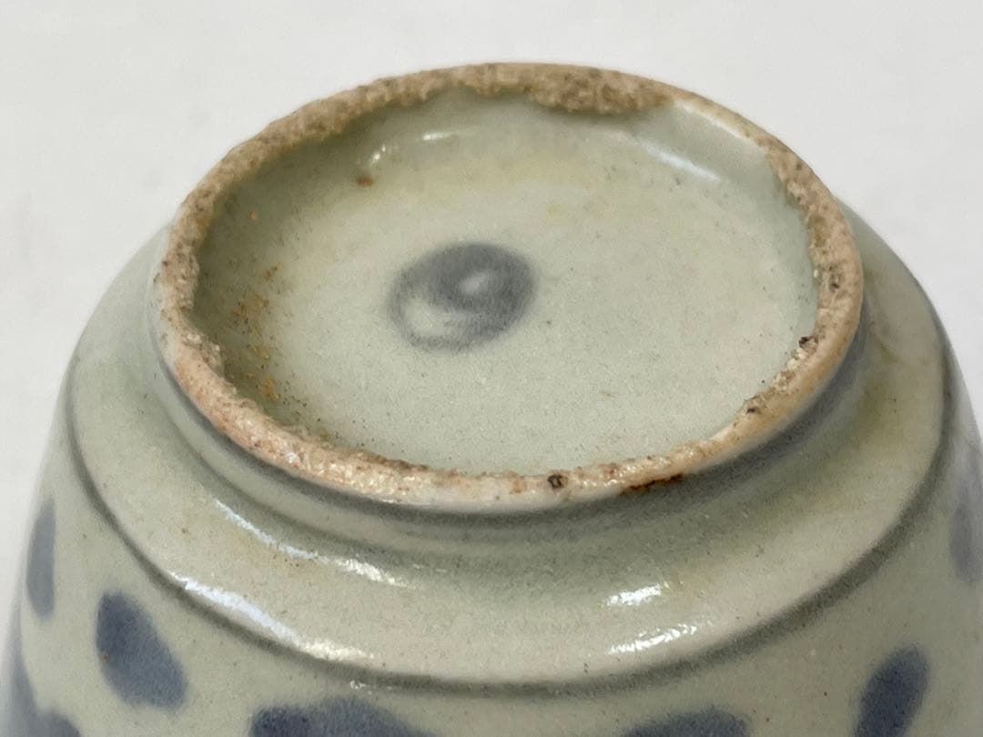 骨董　アンティーク　こんにゃく印判　水玉　唐草文様　蕎麦猪口　カップ　酒器