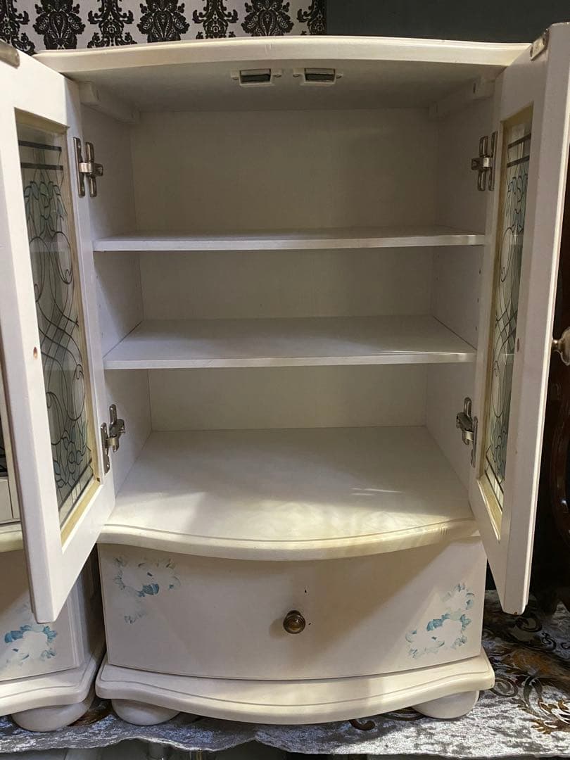 希少 ステンドガラス♦️ロココ♦️アンティーク キャビネット♦️2個セット♦️送料込