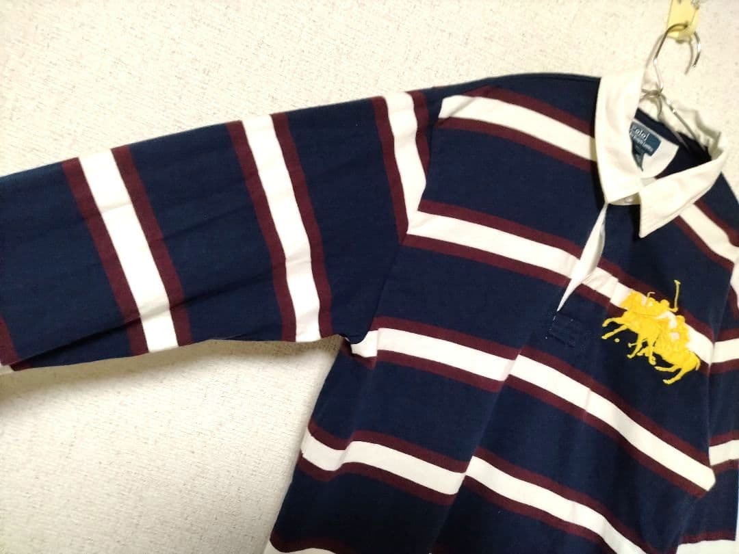 ラルフローレン　XL ラガーシャツ　ビッグポニー　ボーダー　長袖　シャツ　刺繍