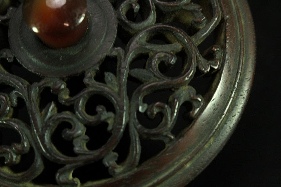 清水六兵衛作 青磁 唐木蓋 香炉 在銘 共箱(K-LC692)