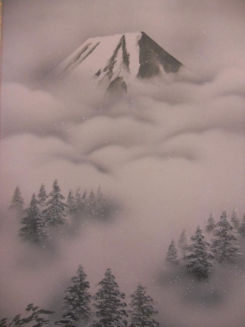 掛け軸 桑田美堂 彩色冬景 絹本 希少 軸装 茶道具 掛軸 美品 です。