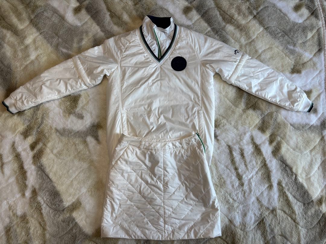 【Callaway】ホワイト Vネック キルティングジャケット スカート