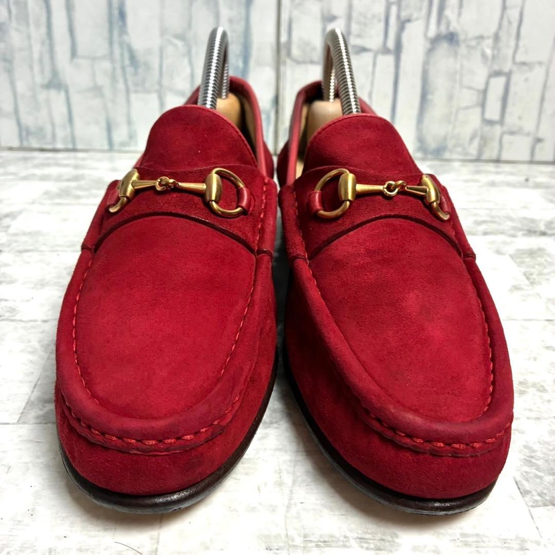 GUCCI グッチ　ホースビット　ビットローファー　スエード　赤