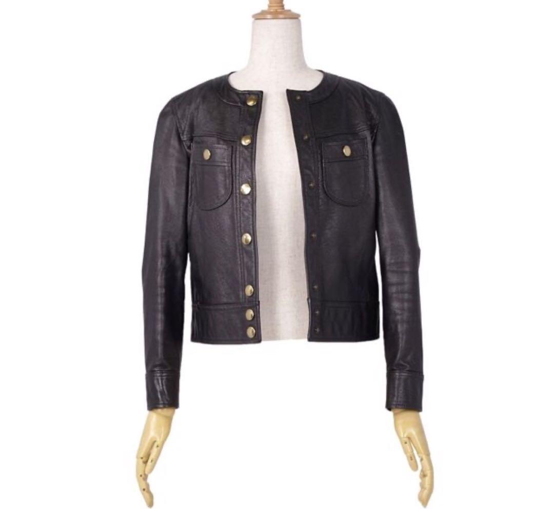 COACH ノーカラー レザージャケット 0(S相当) ブラック