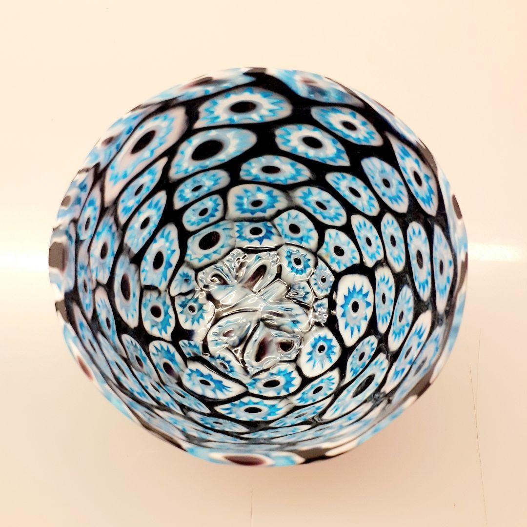 MURANO GLASS ムラノ ミルフィオリ 水色 ブラック グラス ベネチア