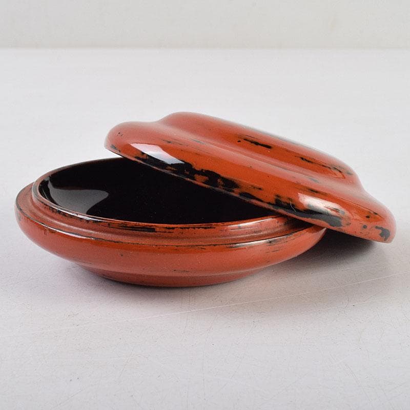 茶道具　根来塗　時代根来　香合　大徳寺大綱和尚極め書　V　R9259