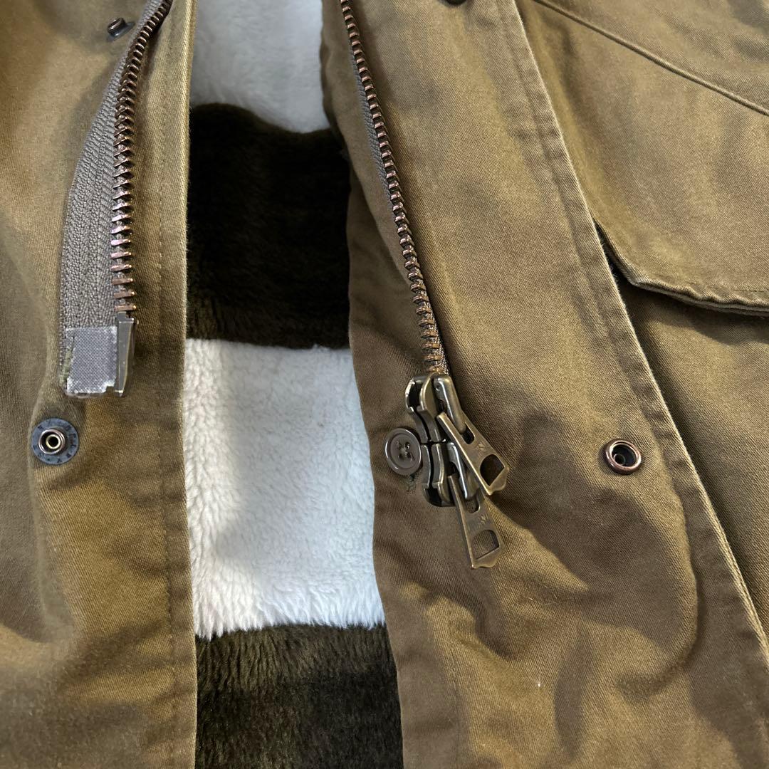 フレッドペリー モッズコート ブロックチェックボアライナー付き カーキ　S