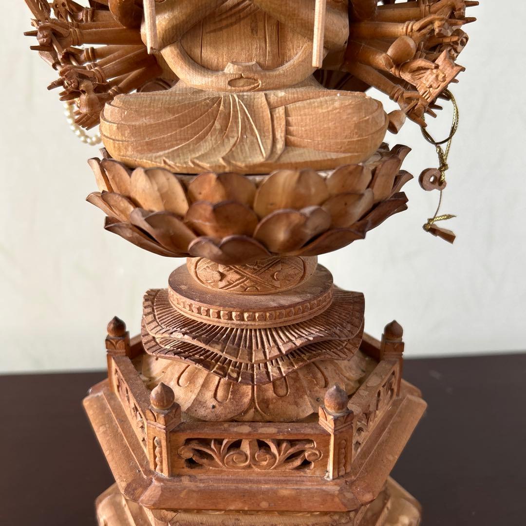 千手観音像　木彫り　仏像　骨董品