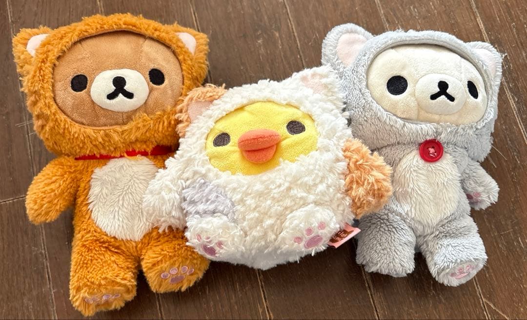 あつめておすわりぬいぐるみ のんびりネコ コリラックマ　リラックマ　キイロイトリ