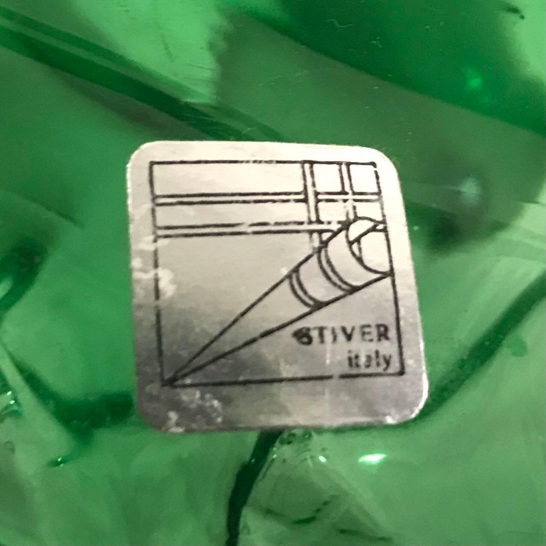 【 超希少品 】70's STIVER ITALY 大型 花瓶 クリスタル 緑