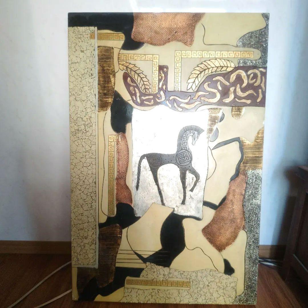 馬デザインオリエンタル彫刻絵　（馬が右向きタイプ）