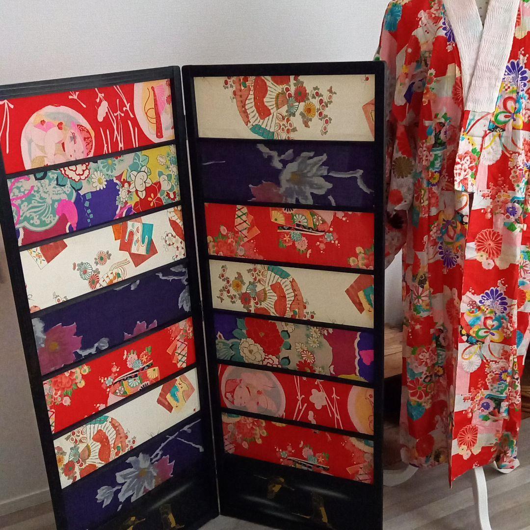 【いいね！不要】ハンドメイド　リメイク　　大正ロマン　衝立　パーティション　屏風