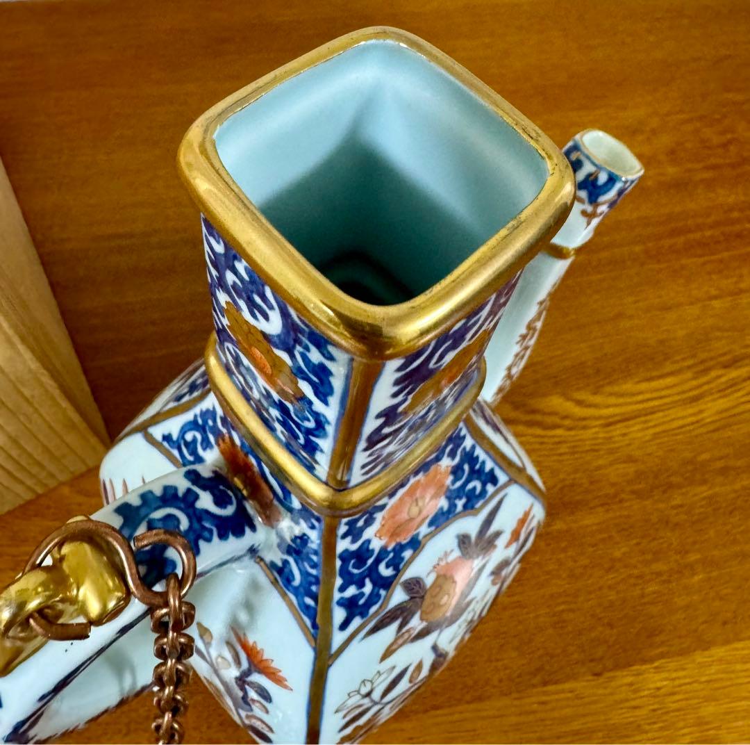 林九郎　染錦古伊万里　柘榴面取水注　共箱